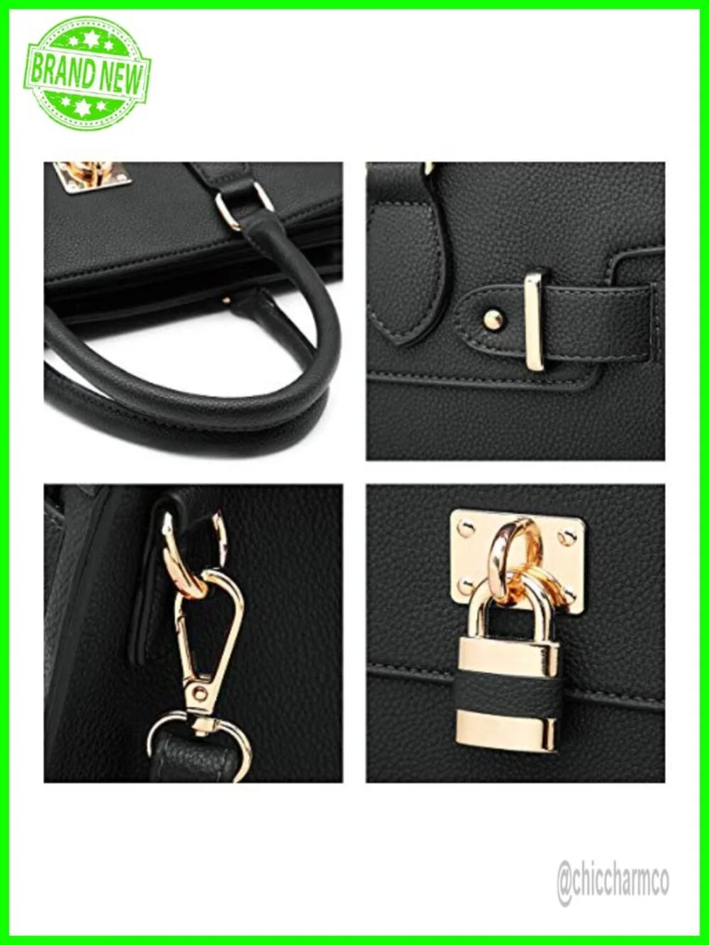 Vegan Leather Satchel Handbag with Matching Clutch Wallet Set